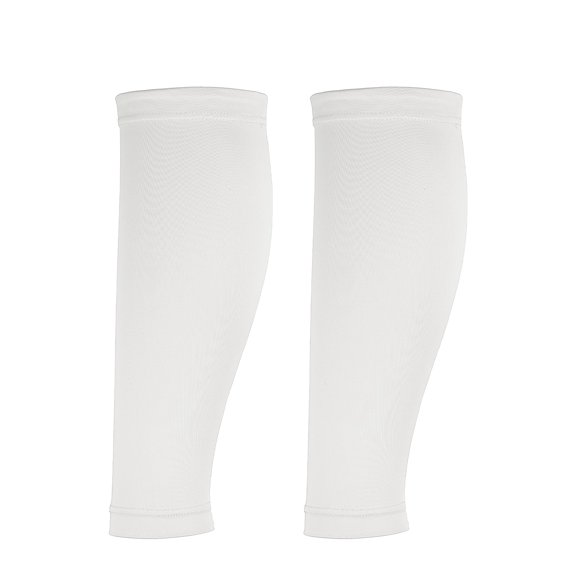 Uxcell Sun Protection Leg Sleeves, Sports Compression Leg Cooling Ice Silk Sleeves with Anti-slip Silicone Strips, White& Polyester -Fitting for(Running Cycling Football )