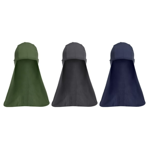 Uxcell Sun Shade Hat Neck Shade, 3 Pack Cooling Skull Cap Fishing Hats for Hiking, Army Green Dark Gray Navy Blue