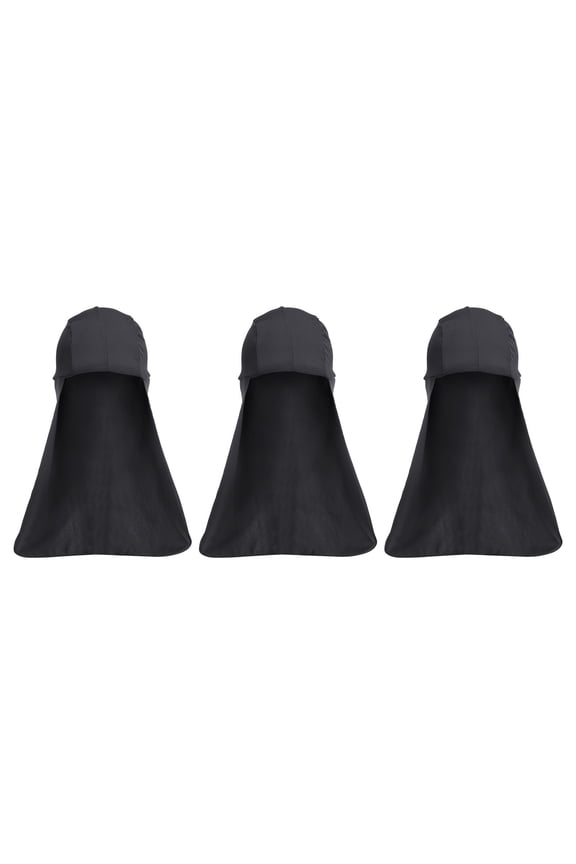 Sun Shade Hat Neck Shade, 3 Pack Cooling Skull Cap Fishing Hats for Hiking, Black