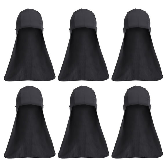 Uxcell Sun Shade Hat Neck Shade, 6 Pack Cooling Skull Cap Fishing Hats for Hiking, Black