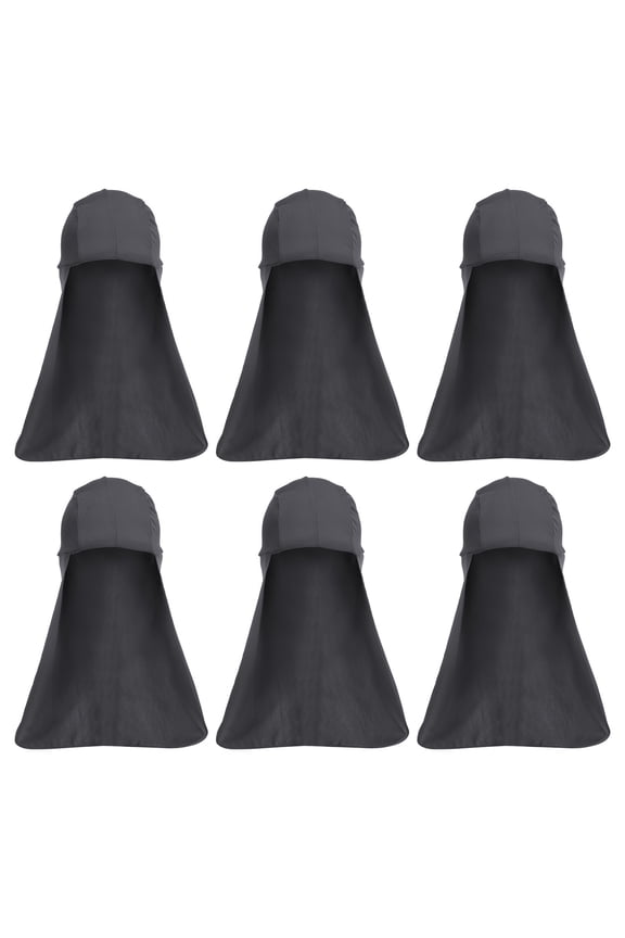 Sun Shade Hat Neck Shade, 6 Pack Cooling Skull Cap Fishing Hats for Hiking, Dark Gray