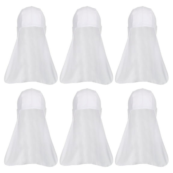 Uxcell Sun Shade Hat Neck Shade, 6 Pack Cooling Skull Cap Fishing Hats for Hiking, White