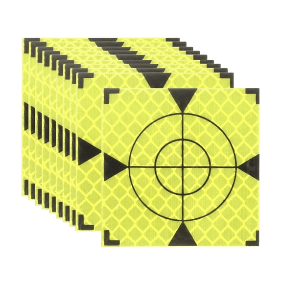 Uxcell Survey Reflector Target (50x50mm, Yellow Green)(50 Pcs) Self-Adhesive Reflective Sheet Surveying Target Mark Tape, Suit for Total Station/Ship Inspection/Tunnel Measure