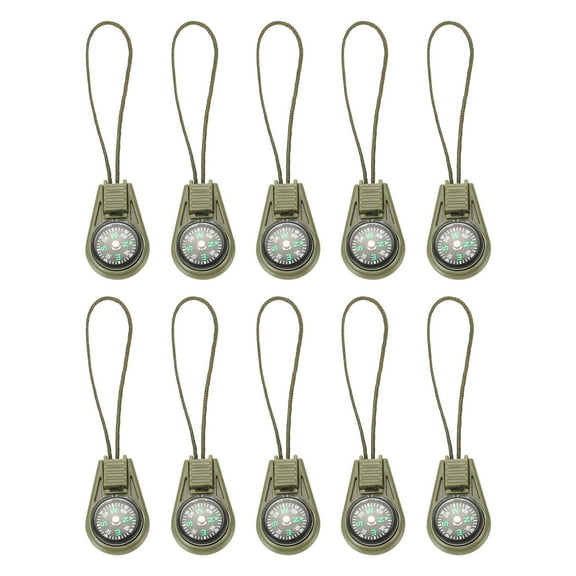 Uxcell Survival Compass, 25 Pack Pocket Camping Compass with String for Outdoor Hiking, Dark Green