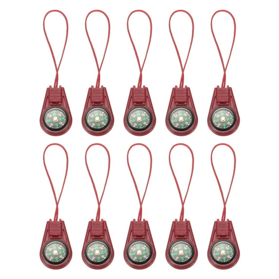 Uxcell Survival Compass, 25 Pack Pocket Camping Compass with String for Outdoor Hiking, Red