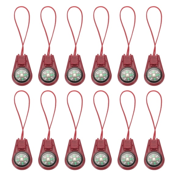 Uxcell Survival Compass, 50 Pack Pocket Camping Compass with String for Outdoor Hiking, Red