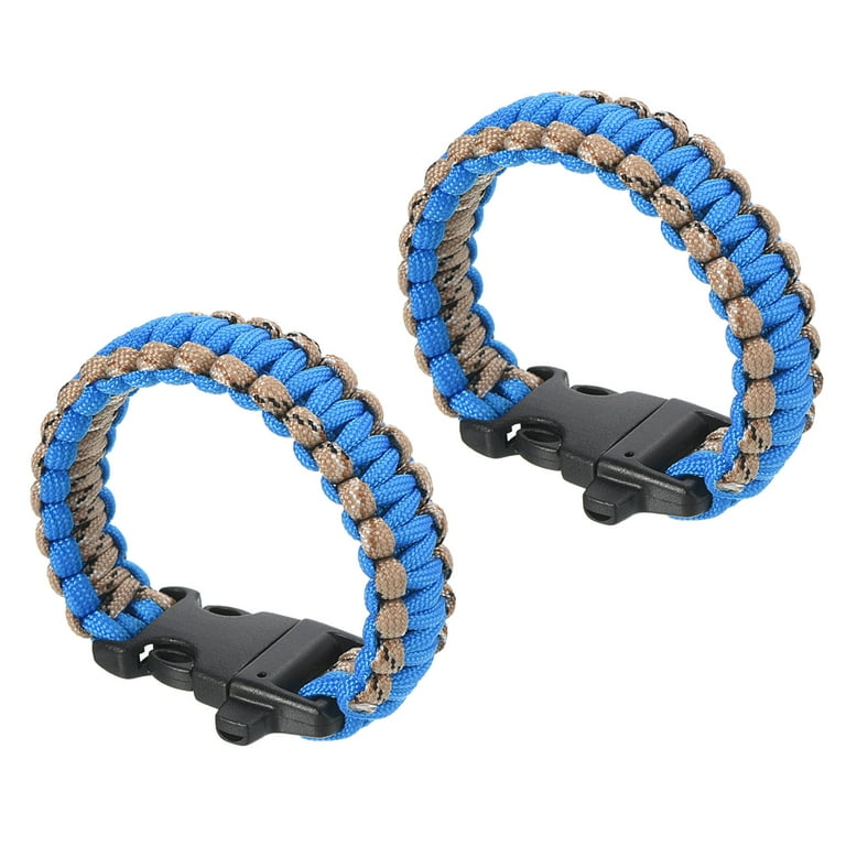 Uxcell Survival Paracord Bracelets, Braided Parachute Bracelet, Blue,  Black, White