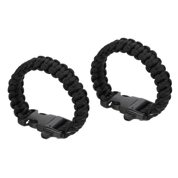 Uxcell Survival Paracord Bracelets, 2 Pack Braided Paracord Bracelet, Black