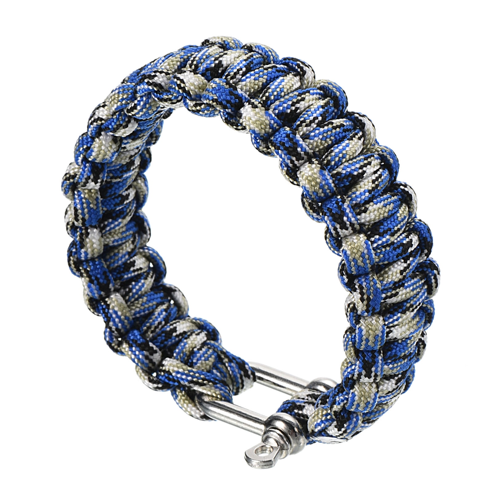Uxcell Survival Paracord Bracelets, Braided Parachute Bracelet, Blue,  Black, White