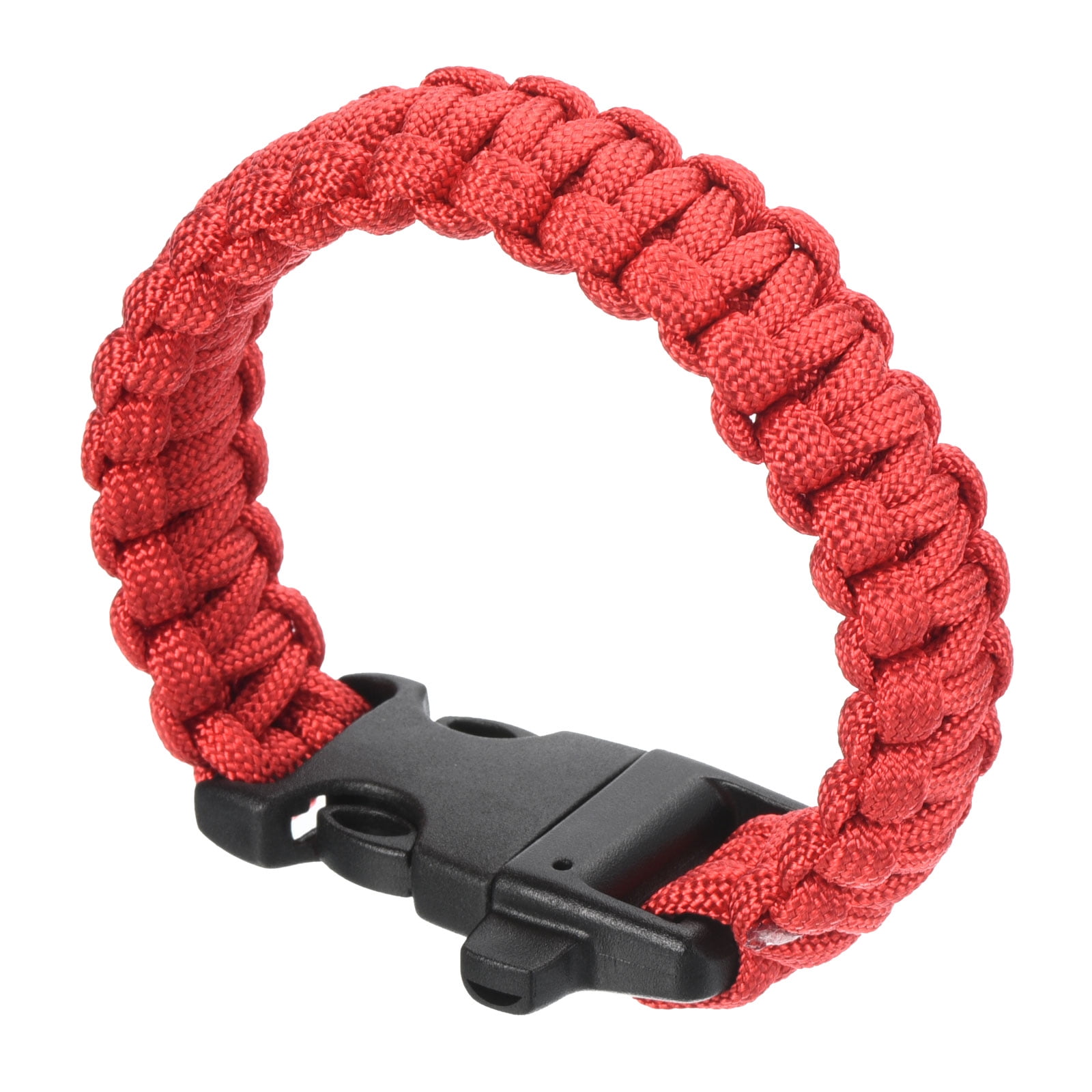 Uxcell Survival Paracord Bracelets, 2 Pack Braided Parachute Bracelet,  Black, Red 