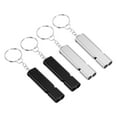 thumbnail image 1 of Uxcell Survival Whistle, 4 Pack Loud Sound Safety Whistle for Hiking, Black, Silver, 1 of 6