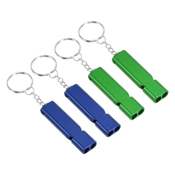 Uxcell Survival Whistle, 4 Pack Loud Sound Safety Whistle for Hiking, Blue, Green