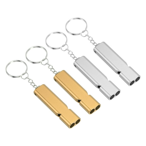 Uxcell Survival Whistle, 4 Pack Loud Sound Safety Whistle for Hiking, Gold, Silver