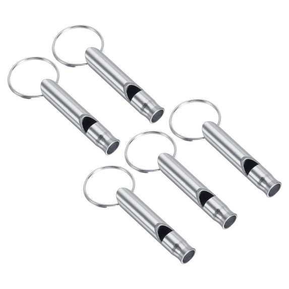 Uxcell Survival Whistle, 5 pack Loud Sound Safety Whistle for Camping Hiking, Silver