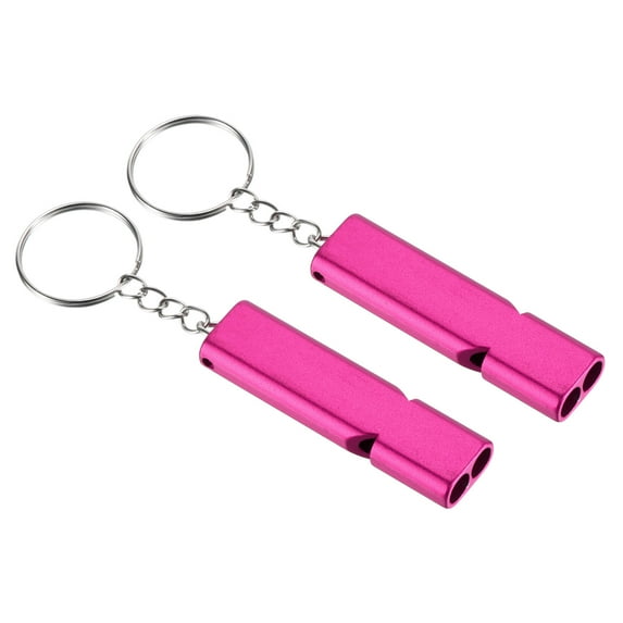 Uxcell Survival Whistle, Double Tubes Whistles Super Loud, Rose, 2 Pack