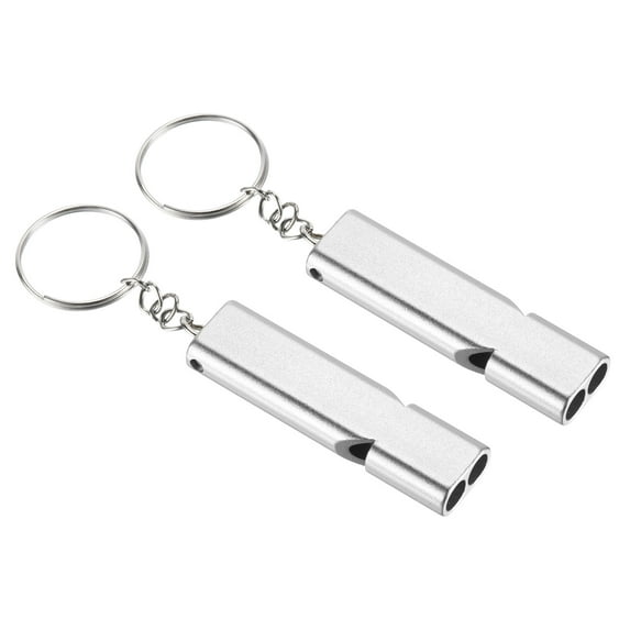 Uxcell Survival Whistle, Double Tubes Whistles Super Loud, Silver, 2 Pack