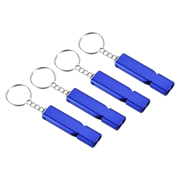 Uxcell 4Pcs Survival Whistle Double Tubes Whistles Super Loud for Outdoor Dark Blue
