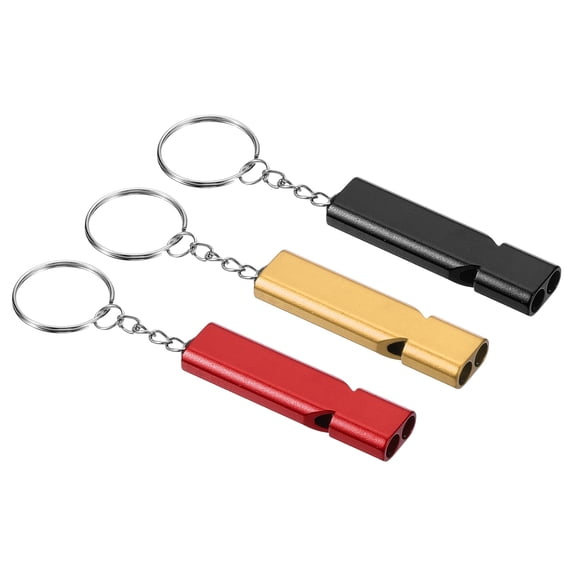 Uxcell Survival Whistle, Loud Sound Aluminum Outdoor Safety Whistle for Camping Black, Red, Golden