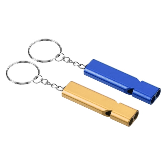 Uxcell Survival Whistle, Loud Sound Aluminum Outdoor Safety Whistle for Hiking Golden, Blue
