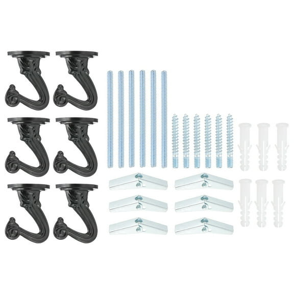 Uxcell Swag Hook Heavy Duty Ceiling Hooks with Hardware Installation Wall Fixing Ceiling Hangers for Hanging Plants Chandeliers Black
