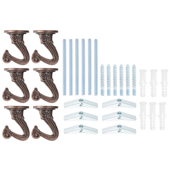 Uxcell Swag Hook Heavy Duty Ceiling Hooks with Hardware Installation Wall Fixing Ceiling Hangers for Hanging Plants Chandeliers Copper
