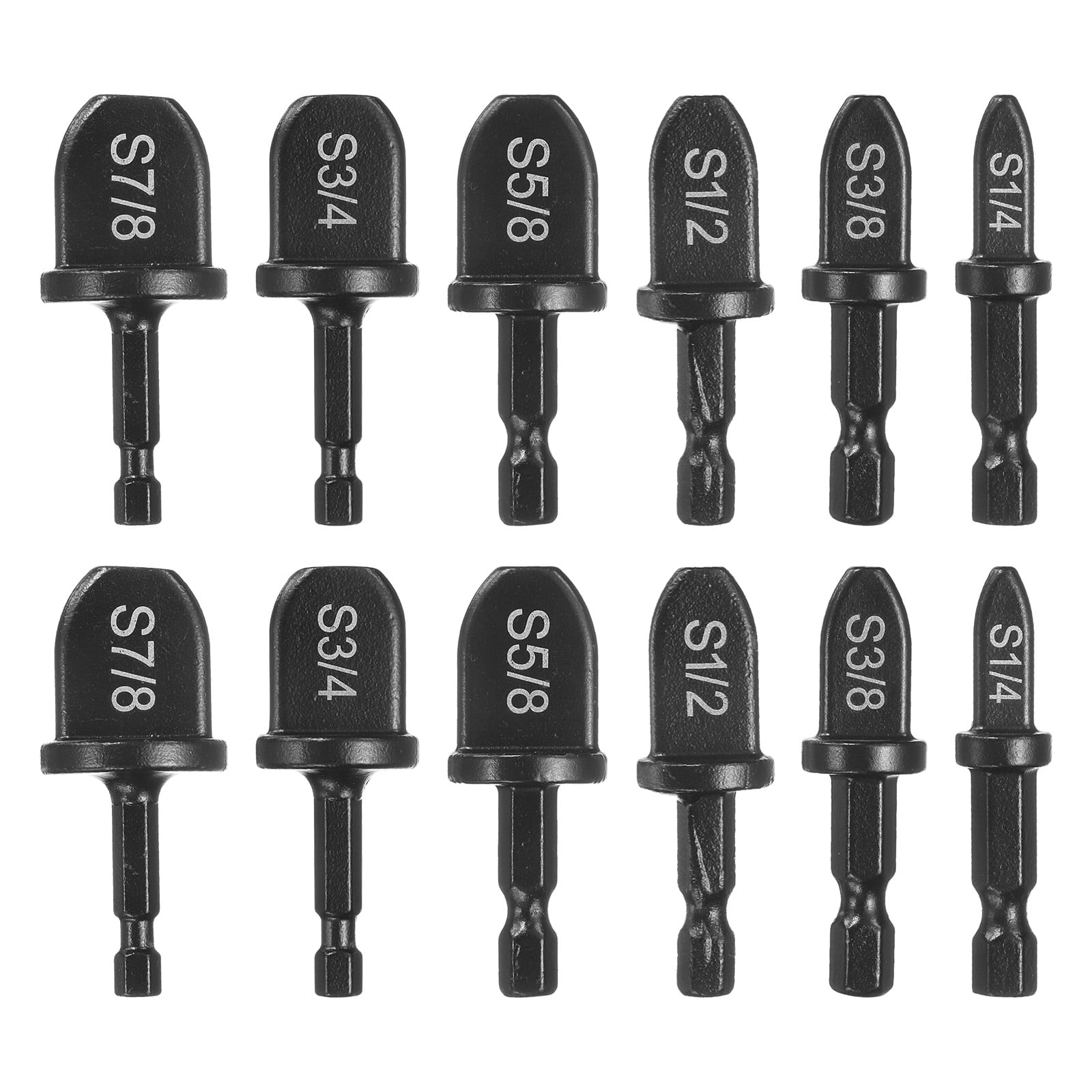 12Pcs Swaging Tool Drill Bit Set HVAC Repairing Flaring Tool Tube Expander Hex Shank with 1/4" 3/8" 1/2" 5/8" 3/4" 7/8" for Copper Aluminum Pipe