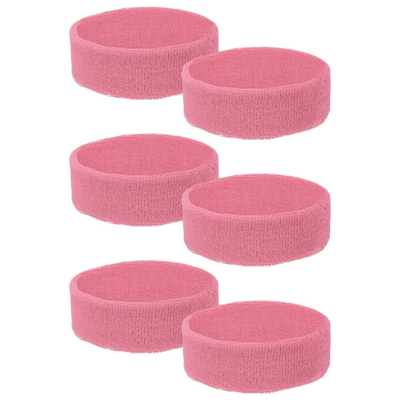 Uxcell Sweat Absorbing Head Band, Moisture Wicking Sweatbands Sport Headbands for Men and Women, 6Pcs& Cotton& Dark Pink - Fitting for (Running Football Basketball)