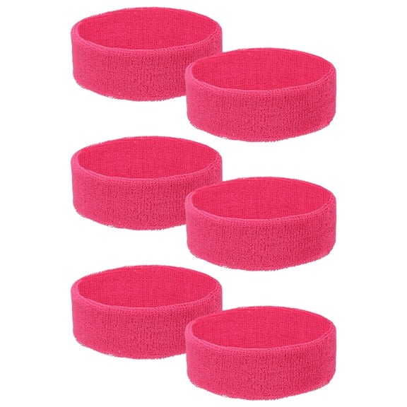 Uxcell Sweat Absorbing Head Band, Moisture Wicking Sweatbands Sport Headbands for Men and Women, 6Pcs& Cotton& Rose Red - Fitting for (Running Football Basketball)