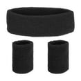 thumbnail image 1 of Uxcell Sweat Band Set Sports Terry Cloth Headband Wristband Moisture Wicking Head Band for Workout Black, 1 of 7