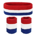 thumbnail image 1 of Uxcell Sweat Band Set Sports Terry Cloth Headband Wristband Set 7"x2" Moisture Wicking Sweat Absorbing Head Band Red/White/Blue, 1 of 6