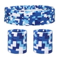 thumbnail image 1 of Sweat Band Set Sports Terry Cloth Headband Wristband Set 8"x2" Sweat Absorbing Head Band Blue, 1 of 6