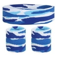 thumbnail image 1 of Sweat Band Set Sports Terry Cloth Headband Wristband Set 8"x2" Moisture Wicking Sweat Absorbing Head Band Blue, 1 of 7