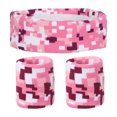 thumbnail image 1 of Sweat Band Set Sports Terry Cloth Headband Wristband Set 8"x2" Sweat Absorbing Head Band Pink, 1 of 7