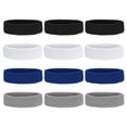 thumbnail image 1 of Uxcell Sweatband Headbands, Terry Cloth Sweat Band for Basketball Tennis Athletic, Black/Blue/Gray/White 12 Pcs, 1 of 6