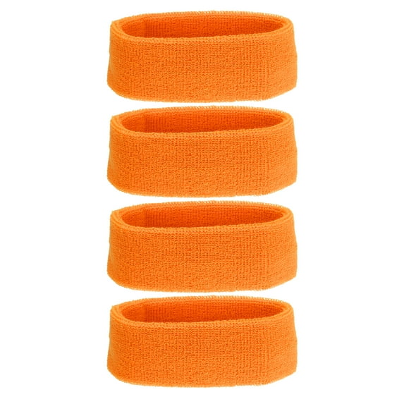 Uxcell Sweatband Headbands, Terry Cloth Sweat Band for Women Men Sports Basketball Tennis Athletic, Orange 4 Pcs