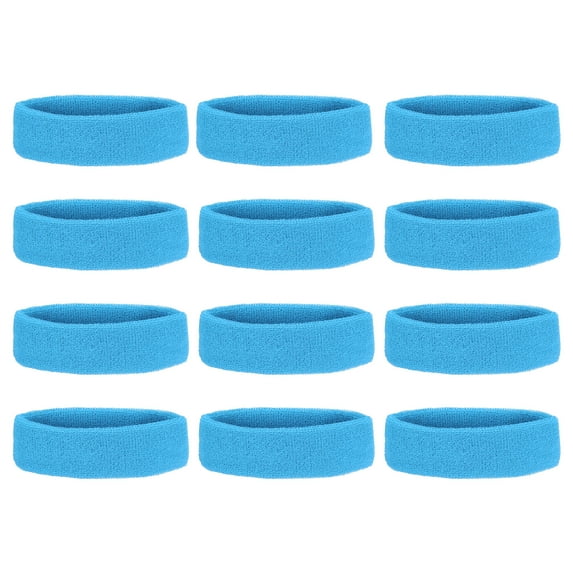 Uxcell Sweatband Headbands, Terry Cloth Sweat Band for Women Men Sports Basketball Tennis Athletic, Sky Blue 12 Pcs