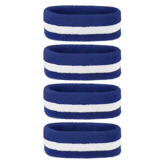 Uxcell Sweatband Headbands, Terry Cloth Sweat Band for Women Men Sports Basketball Tennis, Navy Blue White 4 Pcs