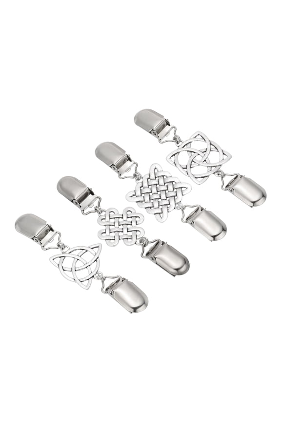 Sweater Clips Set, 4Pcs Alloy Vintage Shawl Clip, Silver Multi Styles