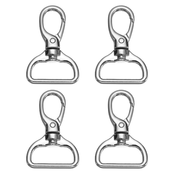 Uxcell Swivel Clasps, (1 Inch, Silver) (4 Pcs), Metal Swivel Snap Hooks Curved Oval Trigger Snap Lobster Clips, Suit for - Keychain/Making DIY Crafts/Purse Hardware