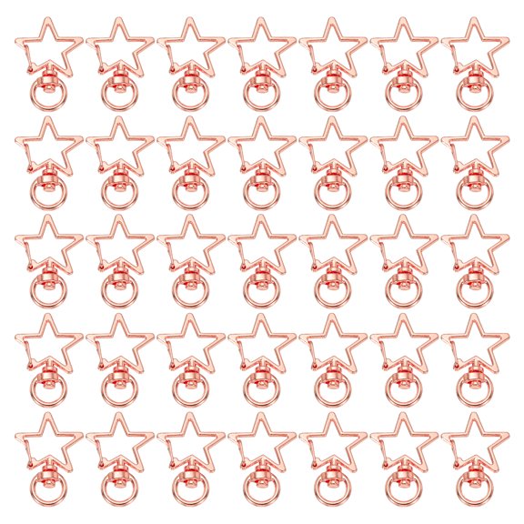Uxcell Swivel Lobster Clasp, Star Shape Swivel Clasp Hooks Metal Snap Clips Lanyard Claw Clasps Key Chain Making Kit for DIY Crafts Bag Connector Hardware Rose Gold