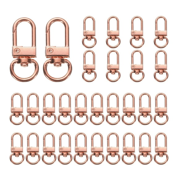 Uxcell Swivel Lobster Claw Clasps Keychain, Swivel Lanyards Trigger Snap Hooks Strap Key Ring for Jewelry Making Rose Gold