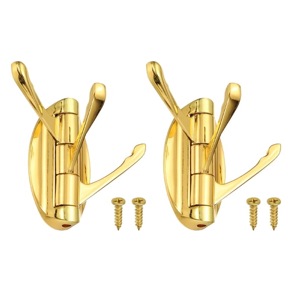 Uxcell Swivel Towel Hooks Foldable Towel Hook Clothes Hanger Wall Mounted Three Rotating Arms Gold