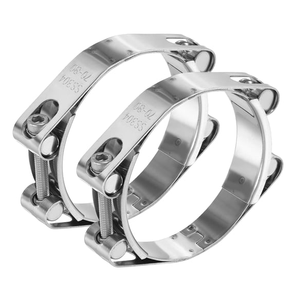 Uxcell 2Pcs T-Bolt Hose Clamp 2.8-3.2" 304 Stainless Steel Adjustable for Automotive Plumbing Pipe
