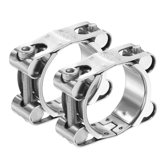 Uxcell 2Pcs T-Bolt Hose Clamp 1.4-1.8" 304 Stainless Steel Adjustable for Automotive Plumbing Pipe