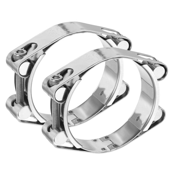 Uxcell 2Pcs T-Bolt Hose Clamp 2.4-2.8" 304 Stainless Steel Adjustable for Automotive Plumbing Pipe