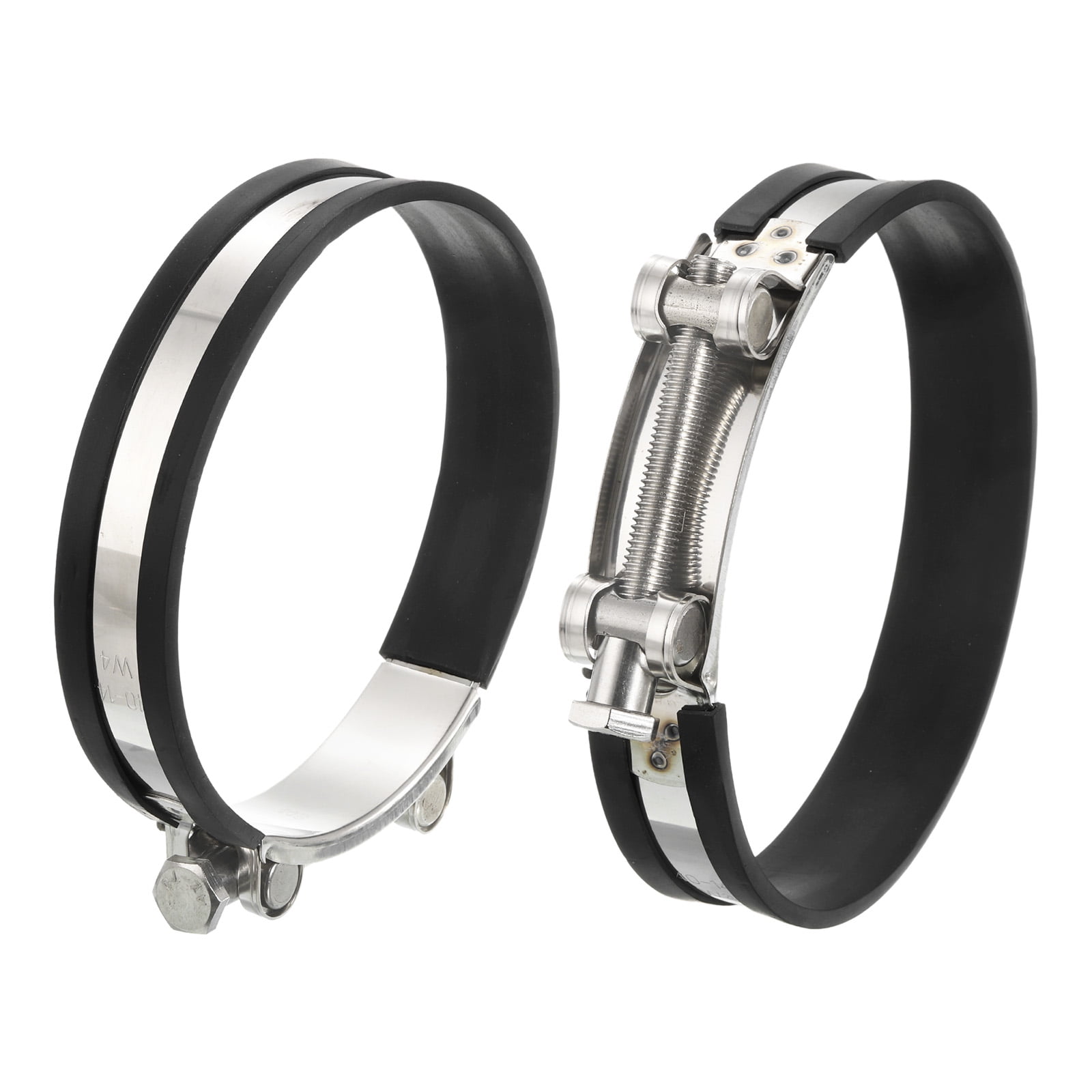 Uxcell T-Bolt Hose Clamp 2Pack 140-148mm Rubber Cushion Metal Intake Intercooler Clamps