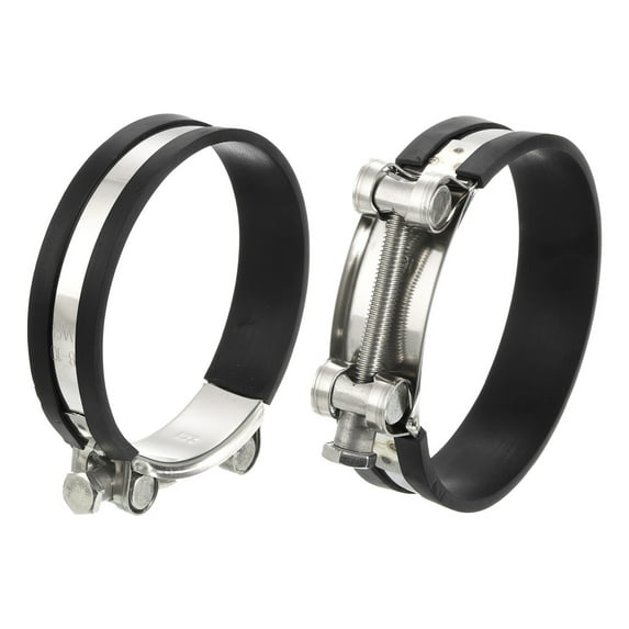 Uxcell T-Bolt Hose Clamp 2Pack 98-103mm Rubber Cushion Metal Intake Intercooler Clamps