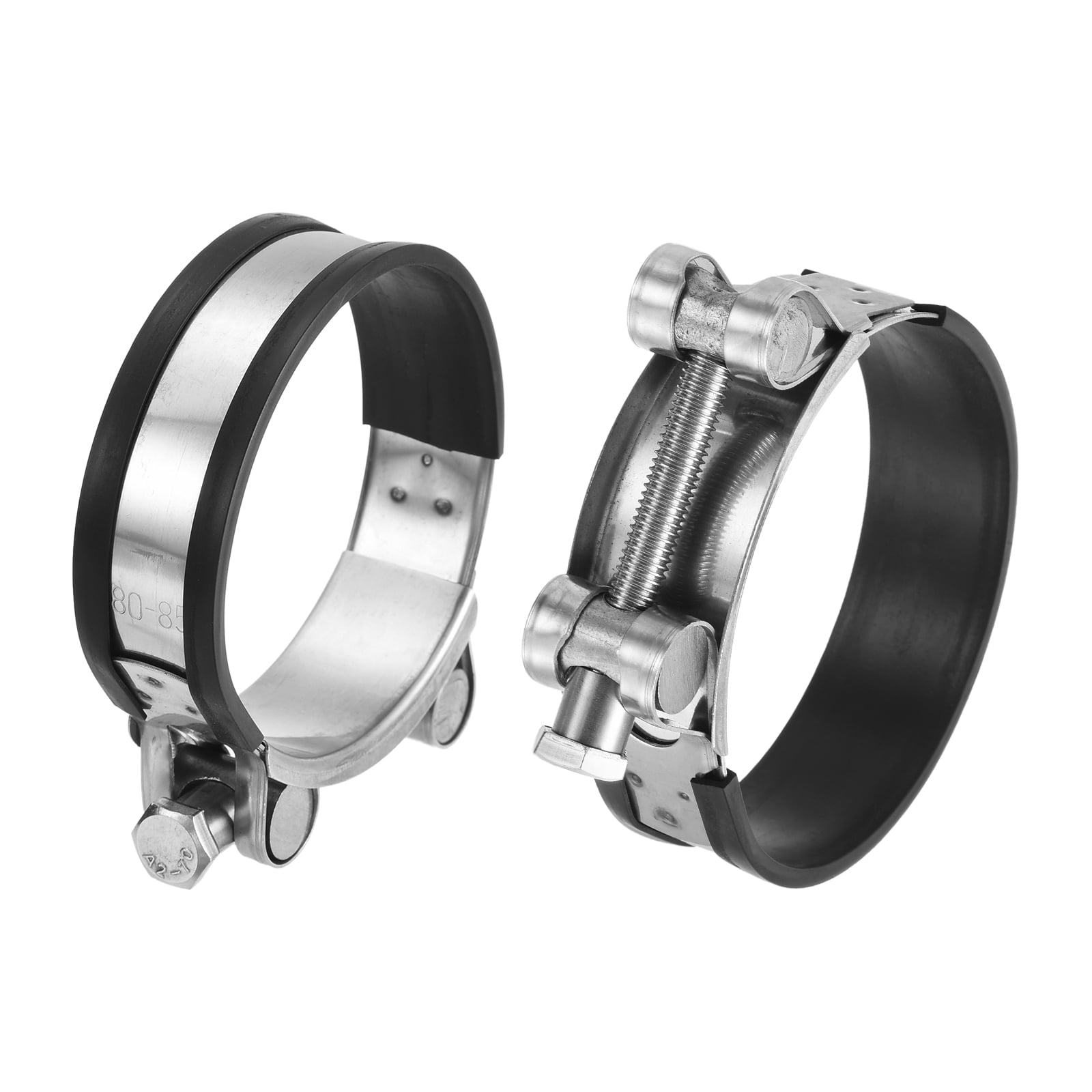 Uxcell TBolt Hose Clamp, 2Pcs 8085mm Adjustable Stainless Steel Pipe Clamps Hose Clip for