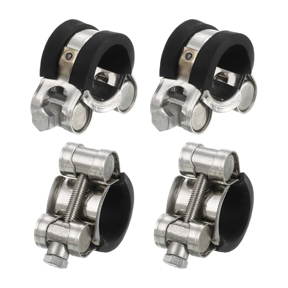 Uxcell T-Bolt Hose Clamp 4Pack 17-19mm Rubber Cushion Metal Intake Intercooler Clamps