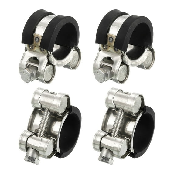 Uxcell T-Bolt Hose Clamp 4Pack 23-25mm Rubber Cushion Metal Intake Intercooler Clamps